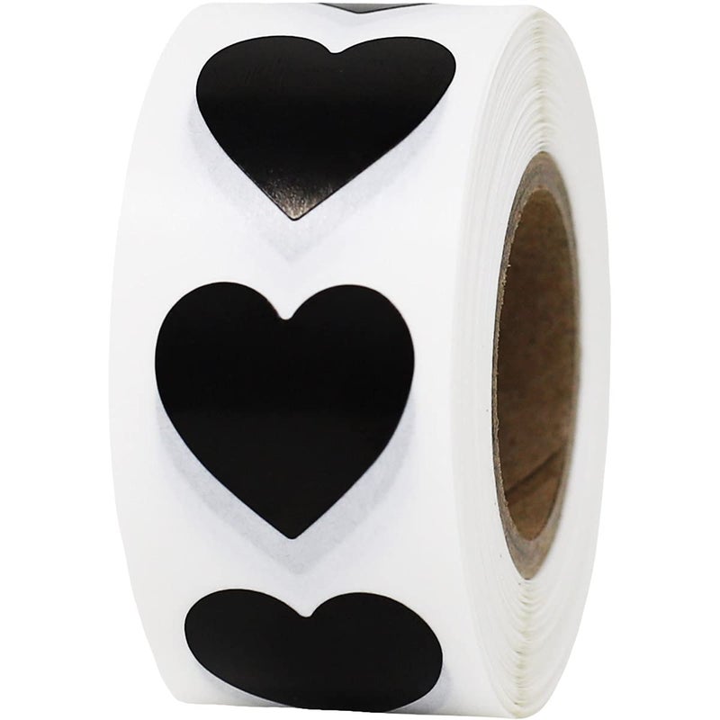 InStockLabels.com Black Heart Stickers - 3/4 Inch Small Adhesive Labels, 500 Stickers per Roll for Valentine's Day, Crafts, Cards, Packaging, and DIY Decorations - Made in The USA - Image 1